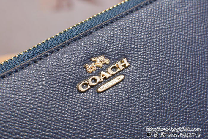 COACH蔻馳 原單 2017新款 57713 最新皮紋顆粒紋牛皮女士拉鏈錢包  Chz1386